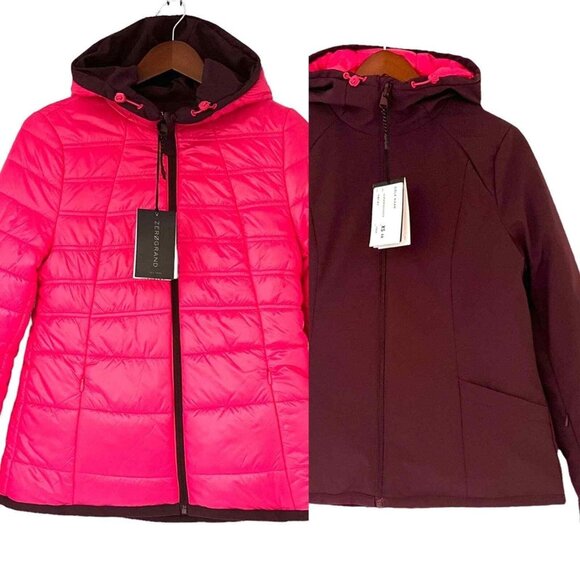 NWT Cole Haan Women's Zerogrand Warm Reversible Pinot-Pink Hooded Jacket Size XS - Picture 4 of 12